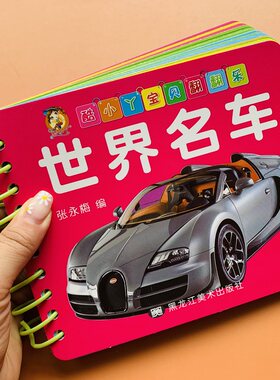世界名车卡标志大全车标图宝宝认汽车书卡认名车图片撕不烂翻翻书儿童认识车标卡片婴儿早教幼儿认知交通工具识车品牌益智玩具书籍