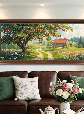 《苹果树》手绘油画餐厅客厅挂画中古风法式欧式美式复古装饰画