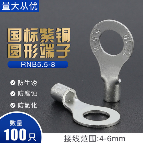 rnb5.5-8国标紫铜o型接线端子