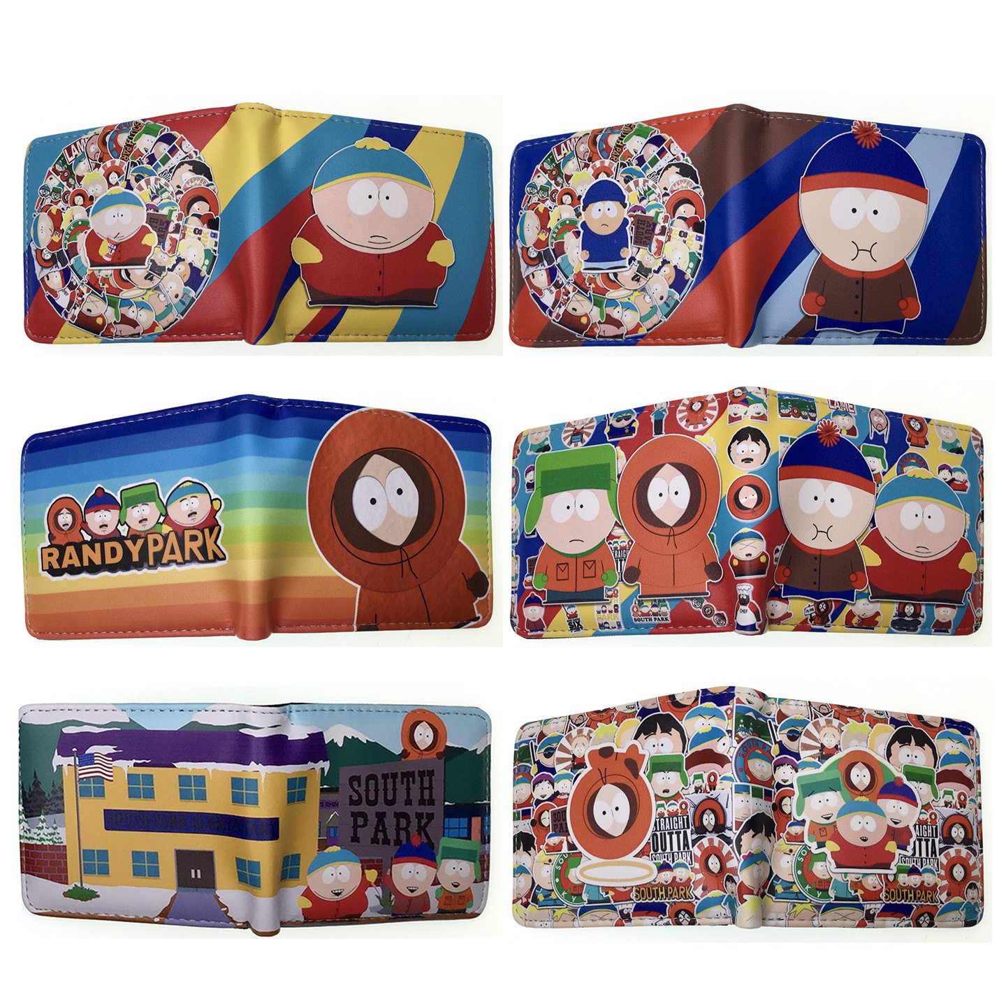 South Park南方公园短款对折钱包 动漫印花PU皮钱包 便携卡包钱夹