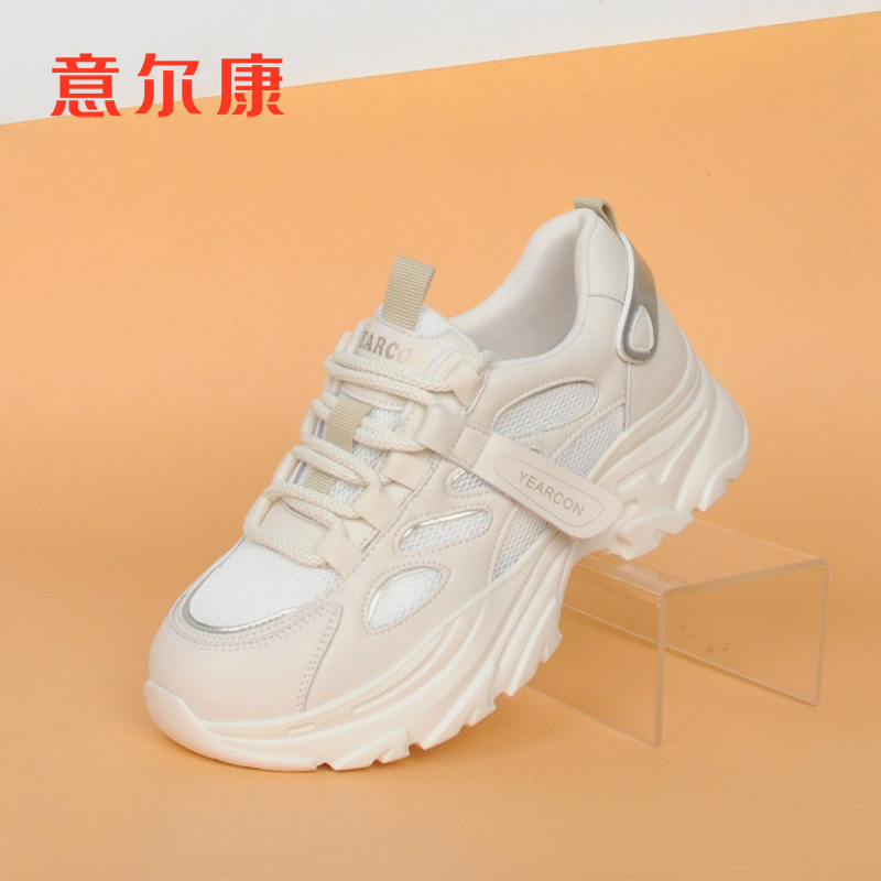 意尔康女鞋2025新款夏季老爹鞋女厚底休闲运动鞋百搭时尚网面鞋