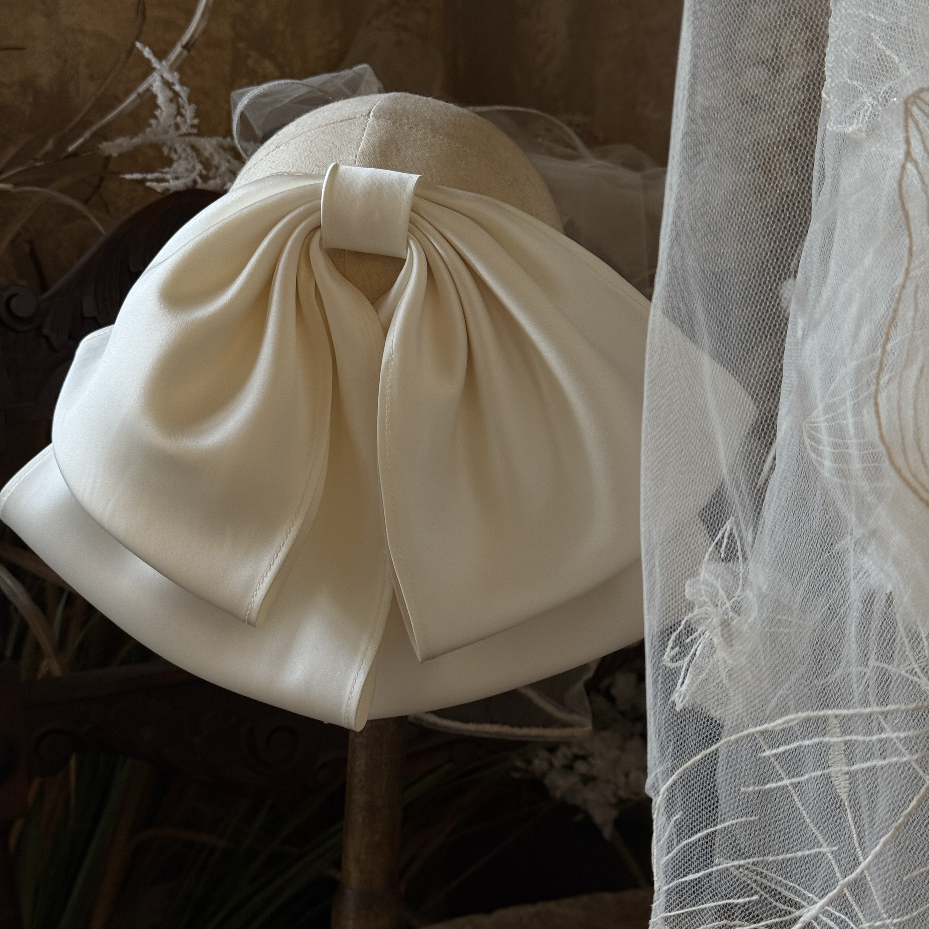 cheli丘林手作超仙森系头饰超仙超大蝴蝶结新娘法式婚礼韩系发夹