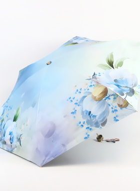 宏达五折小金伞超短超轻女高颜值黑胶晴雨防紫外线防晒遮阳太阳伞