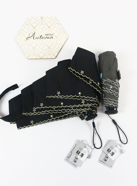 台湾彩虹屋正品五折迷你超短超轻黑胶晴雨防晒防紫外线遮阳太阳伞