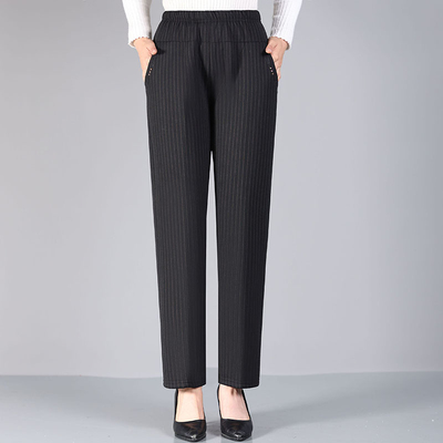 加绒加厚宽松松紧腰裤子妈妈装