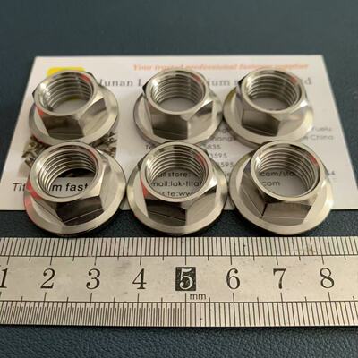 M14x1.5 六角法兰面钛合金螺母螺帽 Gr5 对边17 法兰25 厚10mm