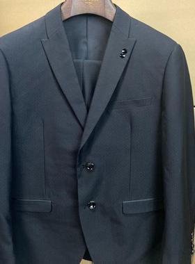 黑色商务休闲西装西裤两件套婚礼帅气套西男装西服修身时尚C73