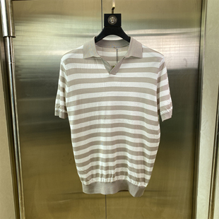 夏季 商务休闲宽松薄款 男士 POLO衫 J32 翻领条纹短袖 专柜50码