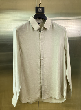 专柜50码轻奢极简风翻领衬衫男春季修身型休闲百搭薄款外套J36