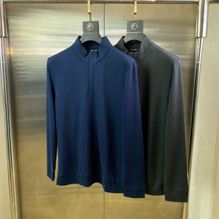 T恤立领宽松百搭潮流上衣J64 半拉链长袖 专柜50码 简约运动风男士