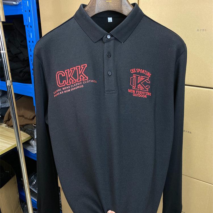 春季翻领长袖百搭POLO衫