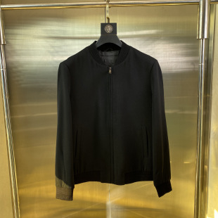 专柜50码 外套J29 100%羊毛休闲风棒球领防风夹克男拉链外套经典
