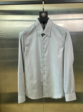 专柜瘦身56码100%棉休闲风翻领长袖衬衫百搭商务时尚高端衬衣J41