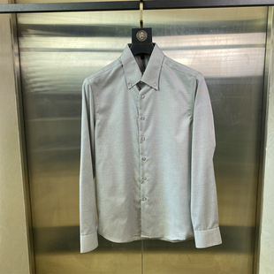 专柜瘦身56码100%棉休闲风翻领长袖衬衫百搭商务时尚高端衬衣J41