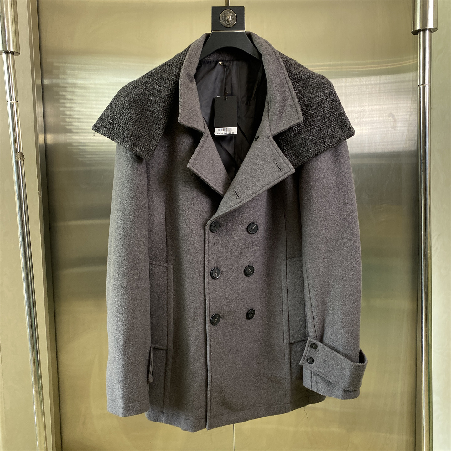 专柜52码商务绅士灰色23.7%羊毛呢大衣男冬季中长款毛呢大衣D96,男装,毛呢大衣,淘宝优惠券,粉丝福利购,淘宝优惠卷