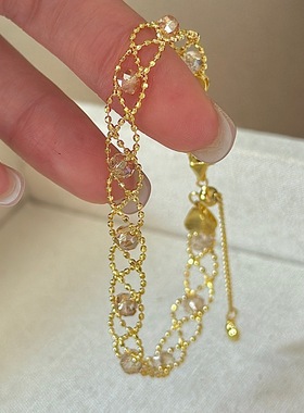 跨境s925纯银蕾丝手链设计简约时尚ins仙气飘飘优雅气质抽拉手饰