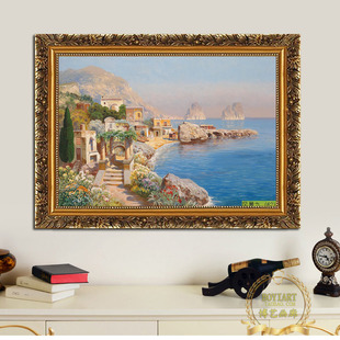 地中海装 餐厅壁画客厅挂画欧洲威尼斯风景油画芯喷绘 欧式 饰画横版