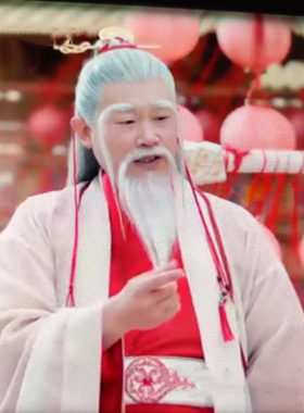 新月老红古装男汉服仙气七夕老神仙服装王婆说媒抖音同款改良长袍