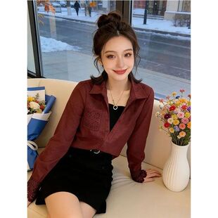 小衫 韩系设计感蕾丝拼接衬衫 洋气百搭显瘦长袖 新款 上衣 女2026春季