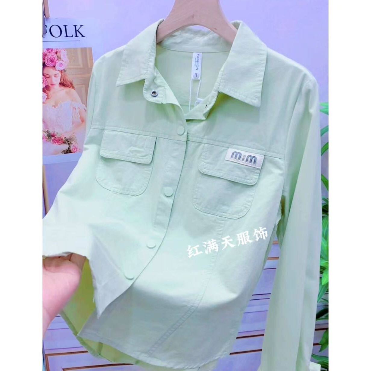 小个子修身显瘦水洗棉贴标衬衫长袖女短款2025爆款百搭气质衬衣潮