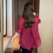 防晒衫 气质polo领雪纺衬衫 设计感中国风开衫 新款 上衣女 女2025夏季