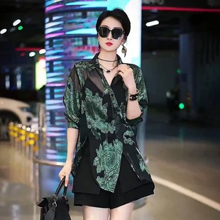 小衫 洋气高级感提花衬衫 宽松显瘦设计感印花薄款 女2025夏季 新款