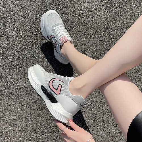 女鞋韩版休闲鞋牛皮网透气厚底