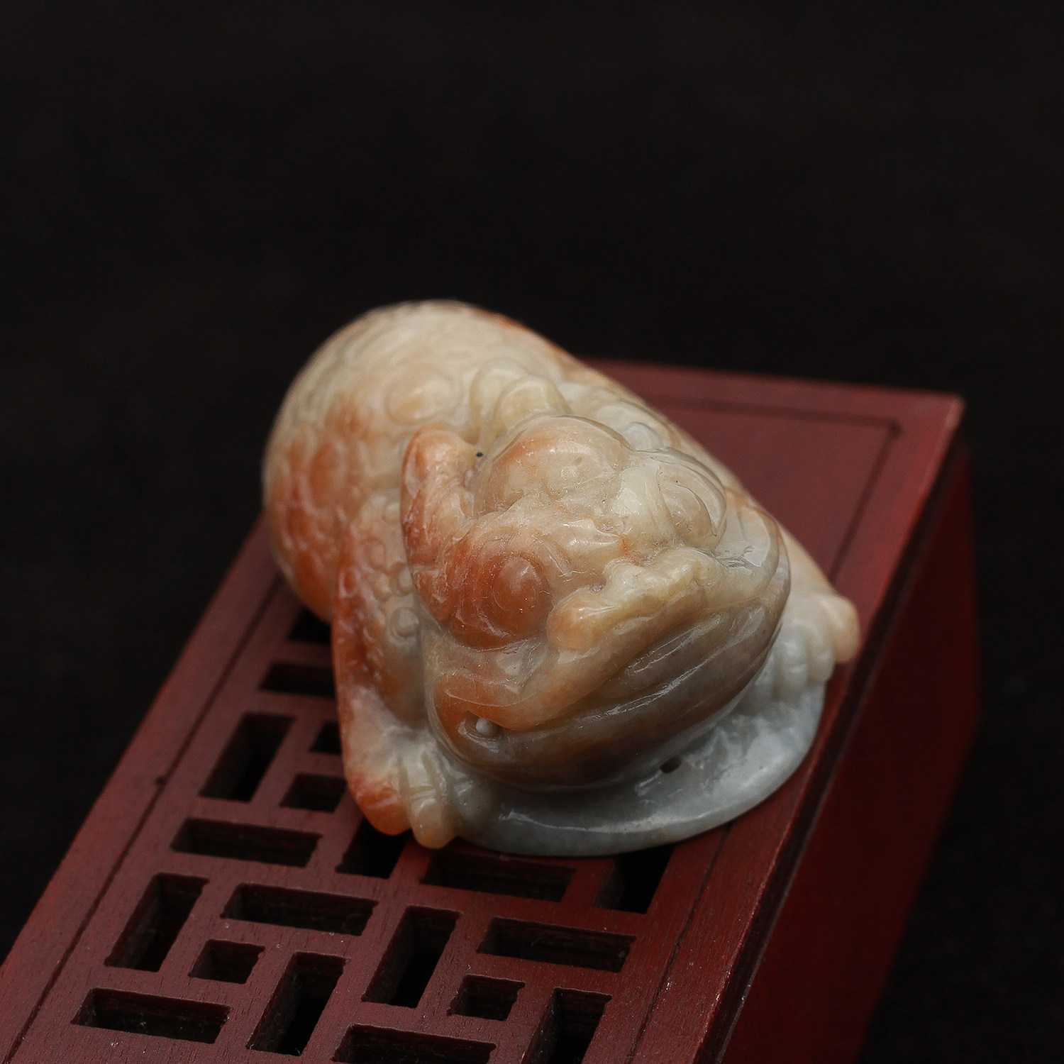 工厂直销 缅甸a货翡翠玉器 糯种红翡三脚蟾金蟾小把件手玩件 包邮