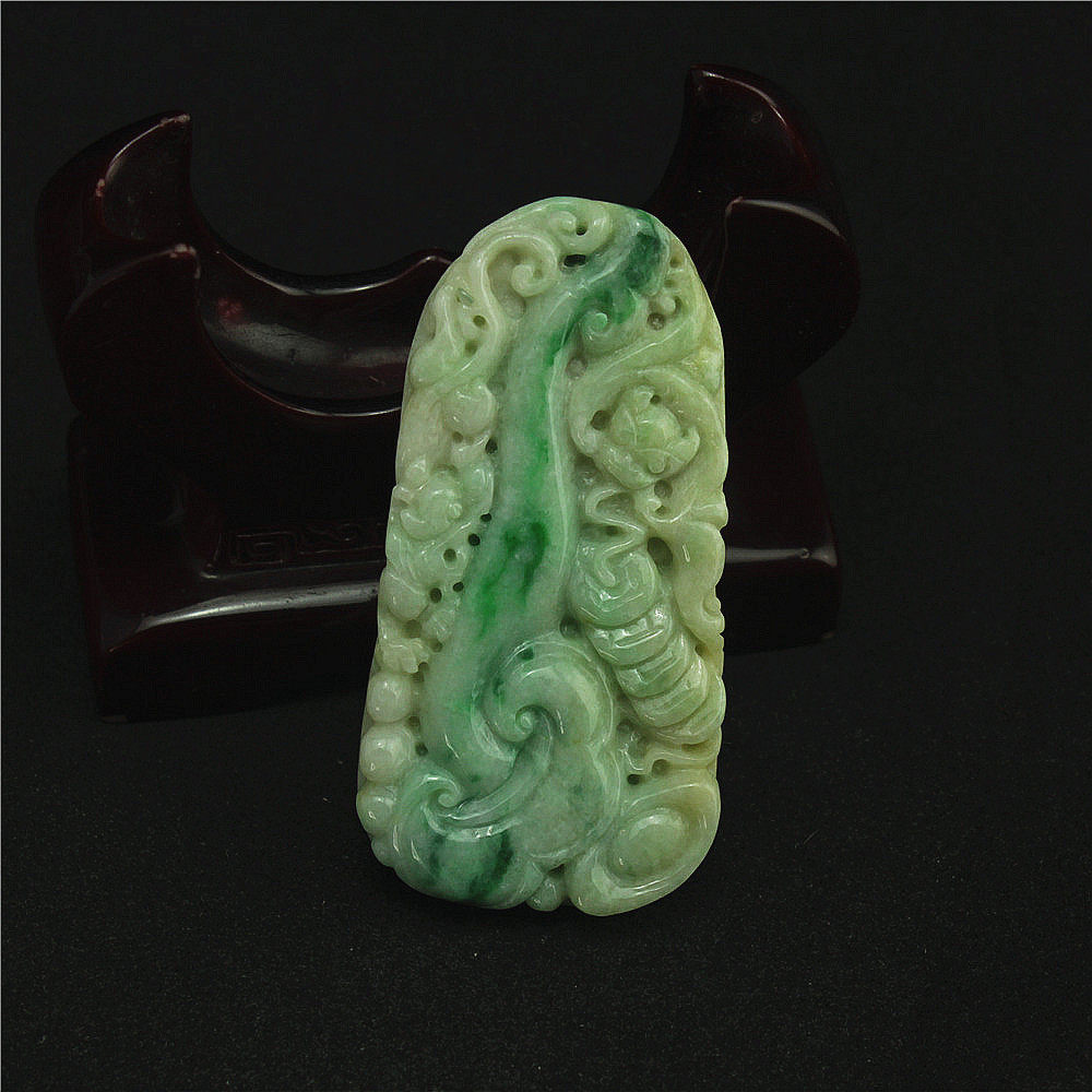 特价 缅甸天然翡翠a货玉器 糯种飘绿如意蝙蝠吊钱吊坠挂件 包邮