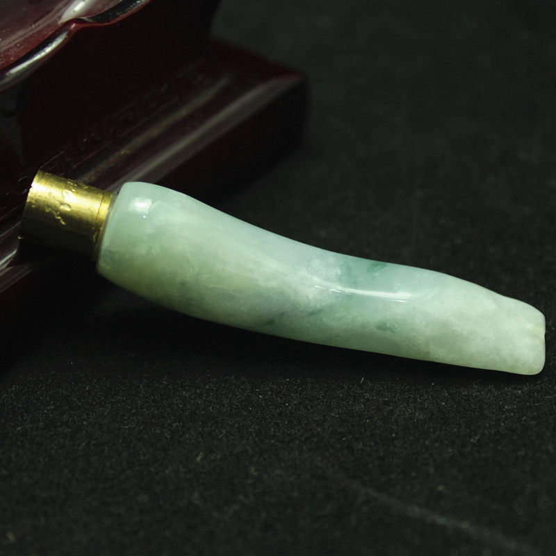 特价 缅甸天然翡翠A货玉器 冰糯种紫罗兰飘绿翡翠烟嘴带滤嘴 包邮