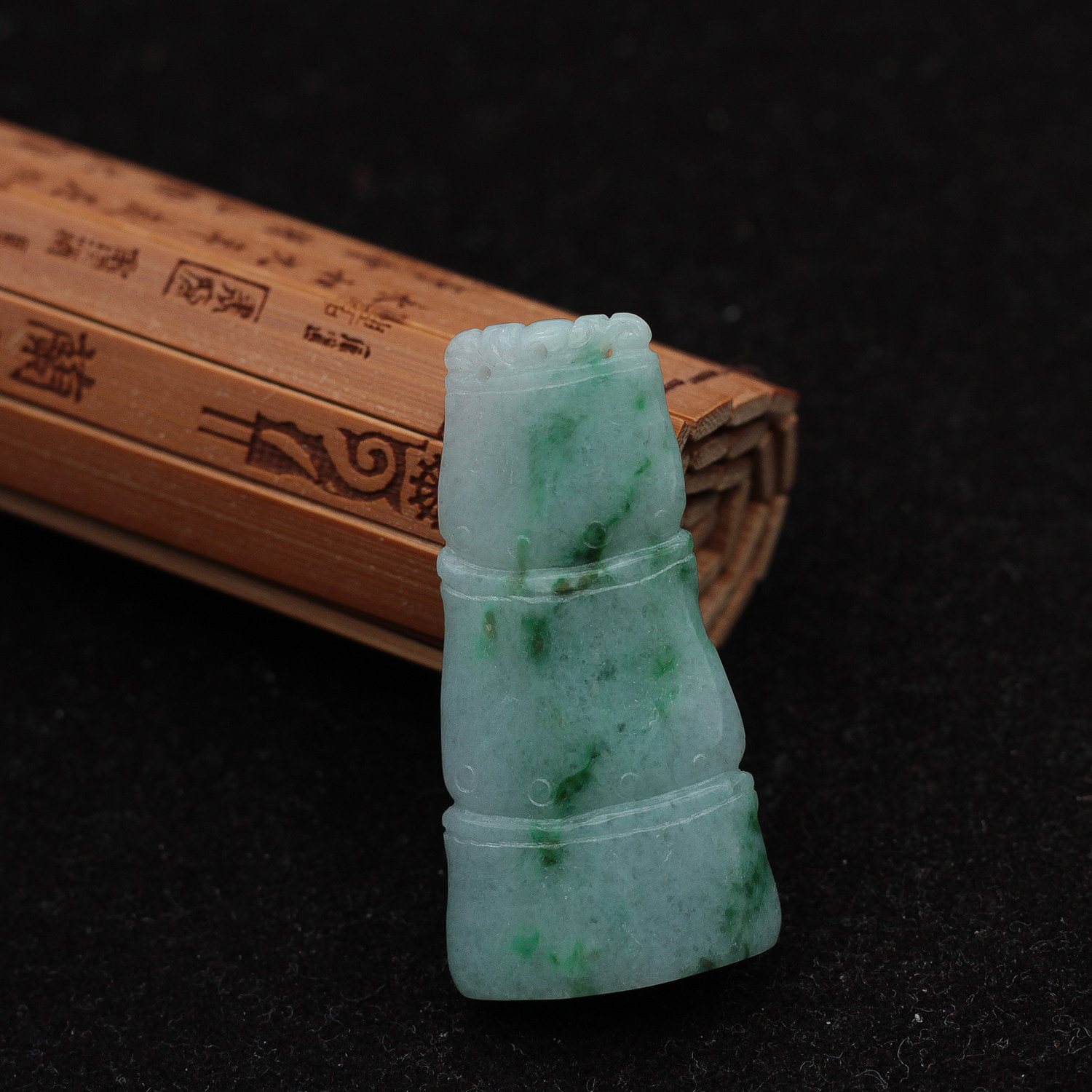 缅甸天然翡翠A货玉器 糯种飘绿步步高升竹子竹节男女款吊坠 包邮