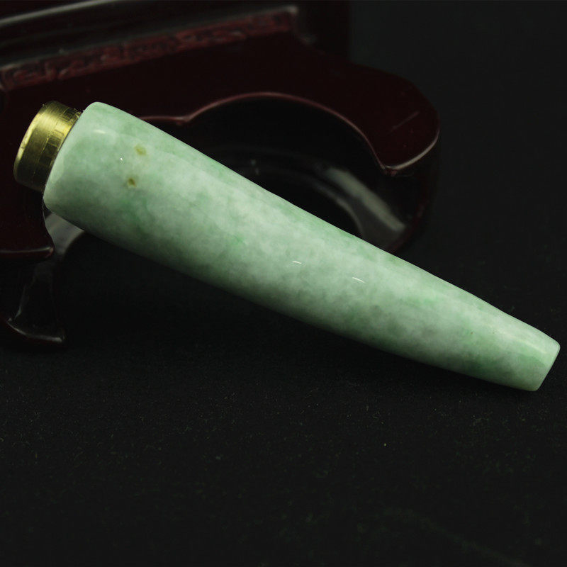 特价 缅甸天然翡翠A货玉器珠宝 豆种飘豆绿翡翠烟嘴 带滤嘴 包邮