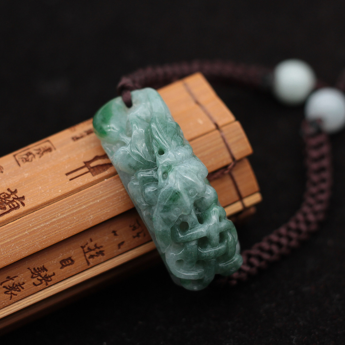缅甸天然翡翠A货玉器 糯种飘绿平安结蝶恋花花开富贵手牌链 包邮
