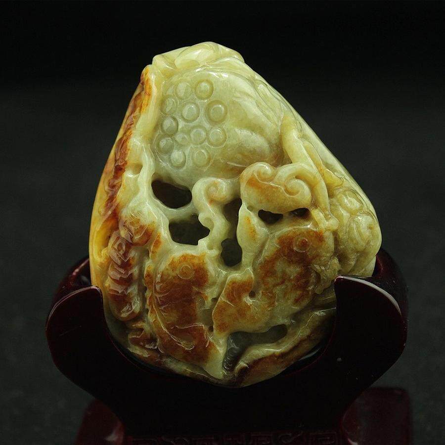 特价 缅甸天然A货翡翠玉器 糯种红翡黄翡翠年年有余鲤鱼把件 包邮