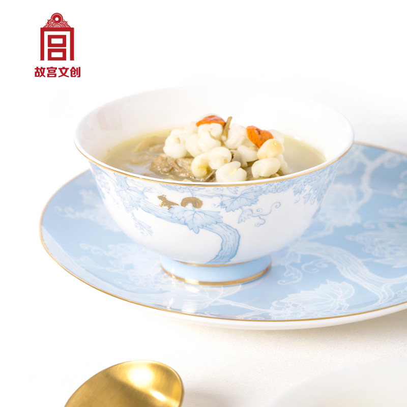 故宫文创松鼠葡萄纹骨瓷餐具餐盘碗碟套装博物院官网旗舰联名系列