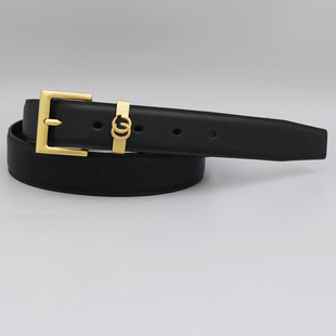 黑色牛皮3厘米宽女士真皮腰带针扣头青年休闲欧美潮款皮带女式