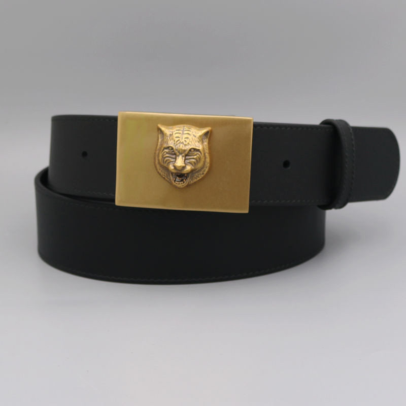 虎头案全铜扣头男士黑色牛皮皮带真皮软面打孔男商务休闲腰带
