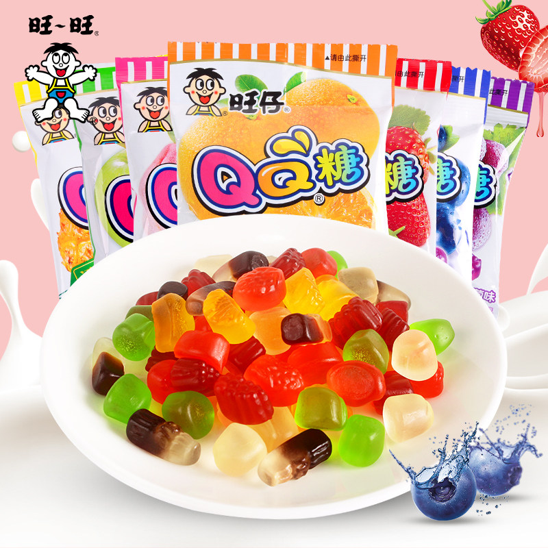 旺仔qq糖100g水果汁软糖橡皮糖含维生素c 旺旺儿童糖果休闲零食品