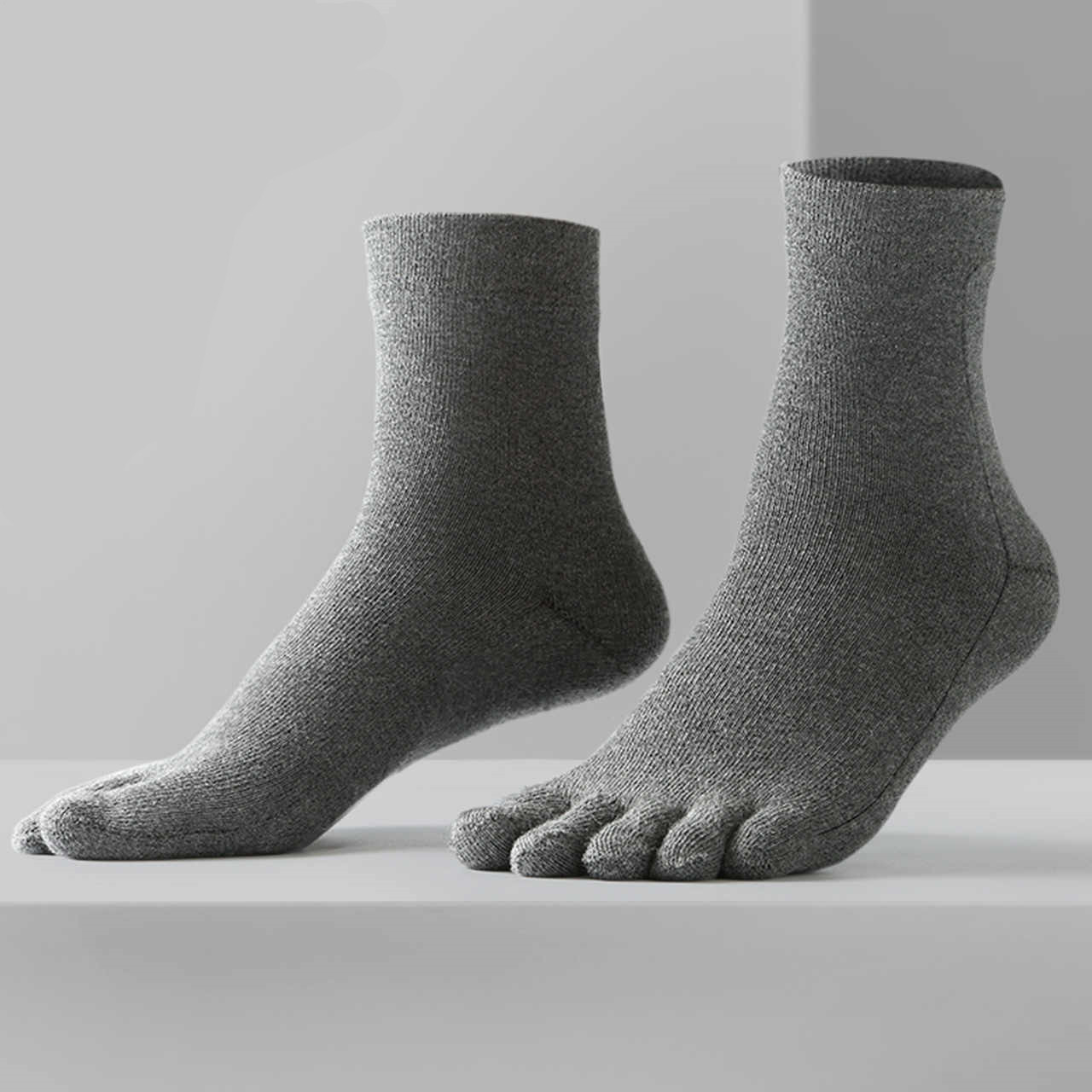 脚趾中筒袜子男士五指袜春秋冬季纯棉吸汗防臭全棉厚长袜五趾袜男