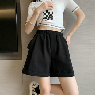 短裤 女直筒港味休闲阔腿中裤 女秋韩版 五分裤 宽松显瘦工装 高腰西装