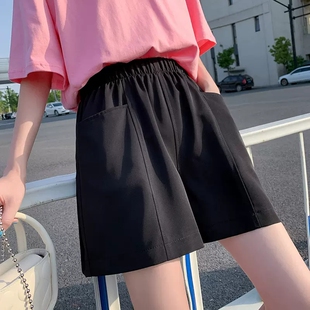大码工装西装短裤女秋冬2026新款黑色休闲高腰显瘦a字阔腿五分裤