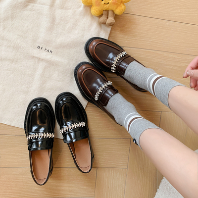 pretty。腿精控·水钻小皮鞋女