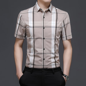 C8803钱塘2020-2夏季男士短袖精品衬衣格子免烫中年半袖休闲图片