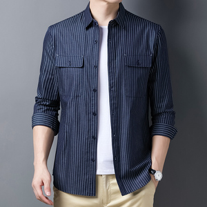 C719钱塘2020-2秋冬男士长袖袖精品衬衣欧美商务免烫休闲衬衫图片