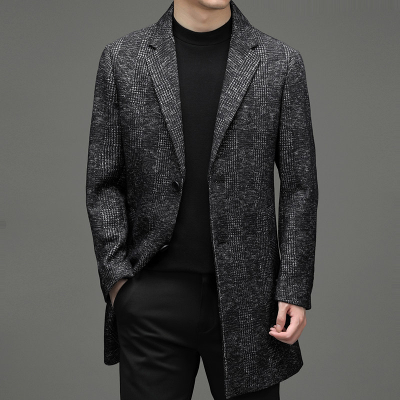 L672钱塘2020-2秋冬男士毛呢大衣风衣呢子外套毛呢中长款羊毛，男装毛呢大衣，钱塘207-2