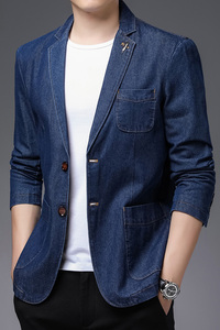 QJB81985钱塘2020-2春季男士牛仔西装便服单西外套上衣休闲P170图片