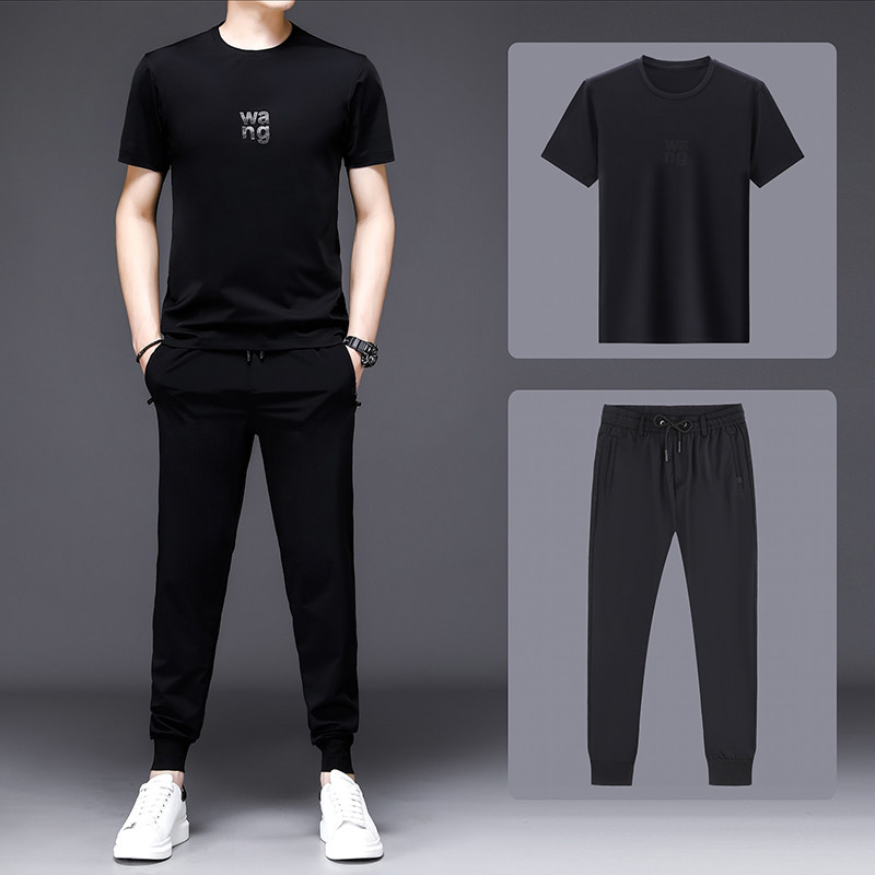 S9368-2钱塘2020-2夏季青年运动休闲薄款短袖长裤裤套装潮牌，男装套装，钱塘207-2