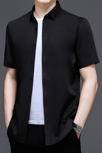 C8816钱塘2020-2夏季男士短袖精品衬衣纯色免烫中年半袖休闲图片