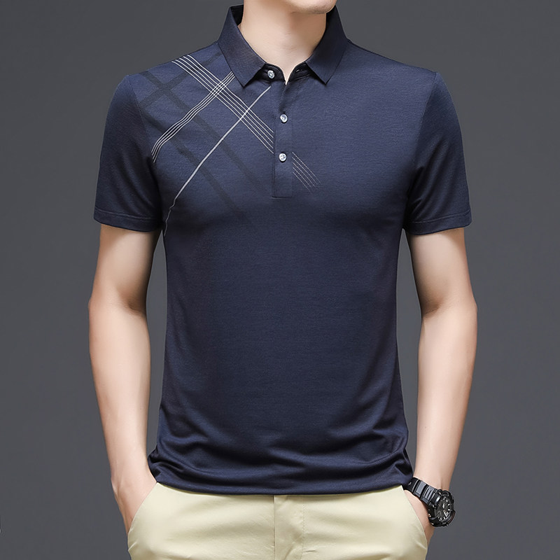 Z821095钱塘2020-2夏季时尚都市男士短袖T恤格子休闲polo衫图片