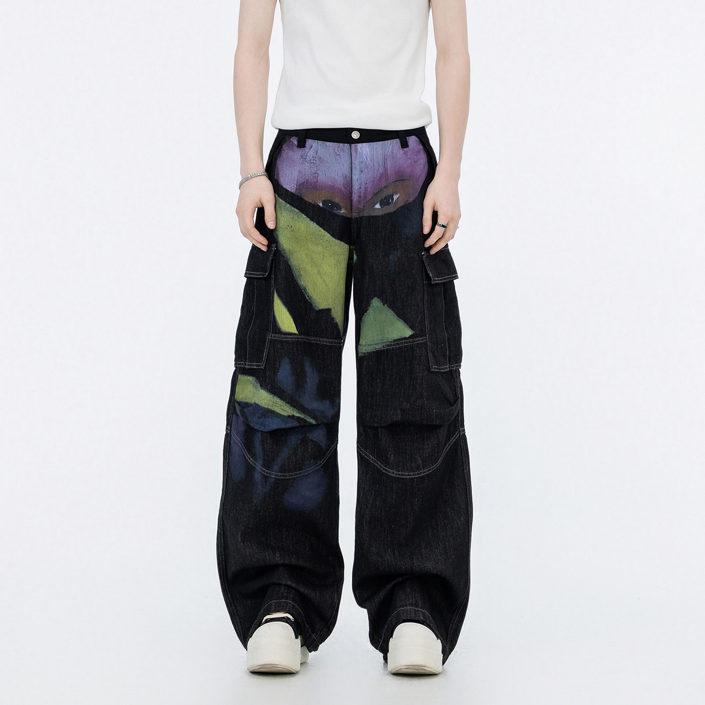 【原牛臻品】牛仔裤男潮牌工装宽松丹宁恶魔之眼